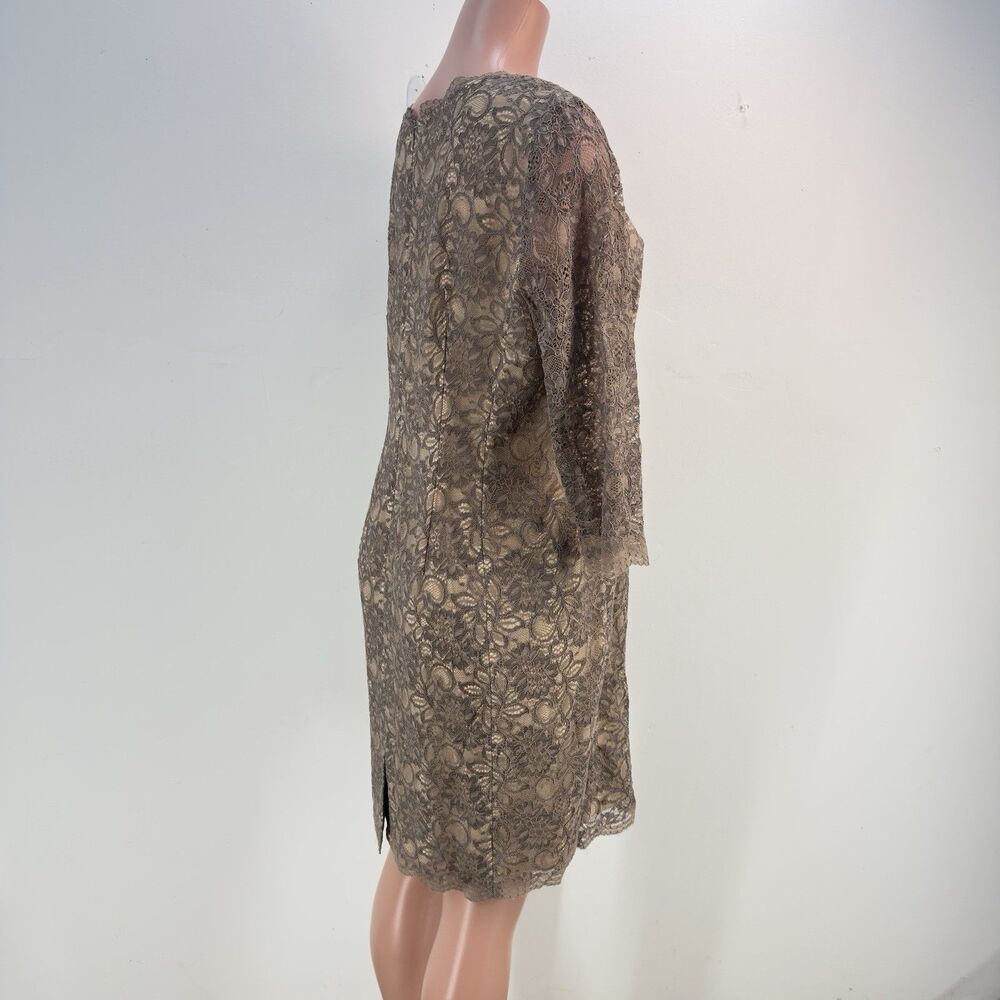 NWT Alex Marie Brown/Gold Lace Sheath Dress Women’s Size 16 - Picture 4 of 17